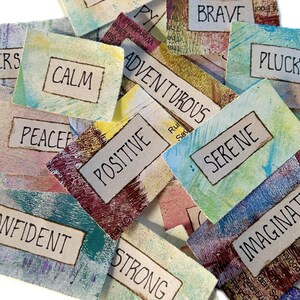 Objets fourragers pour collage positif, extraits faits main, citations, affirmations, documents éphémères pour Vision Board, journal indésirable, arts techniques mixtes (A39 R)