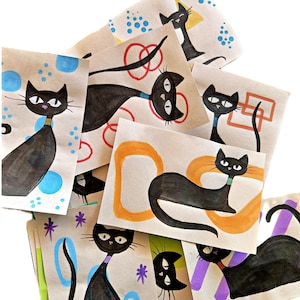 Colagem de gatos, enfeites artesanais para diário de arte, arte com mídia mista, diário de sucata, scrapbooking, criação de cartões, etc.