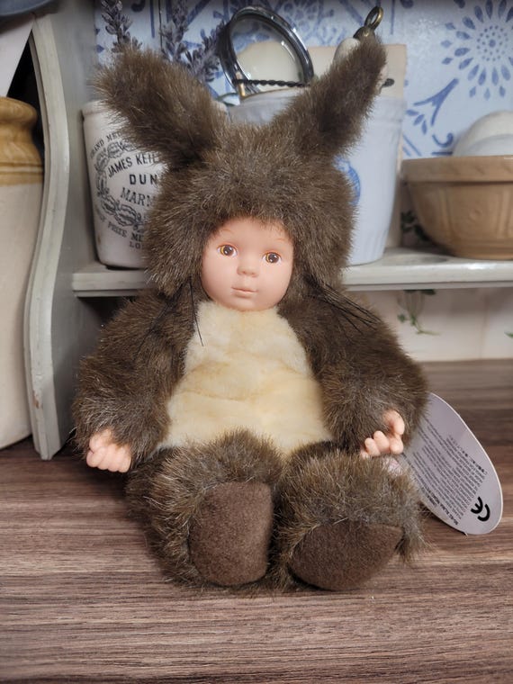 Vintage Anne Geddes Squirrel Baby Doll, Cute Collectible Doll