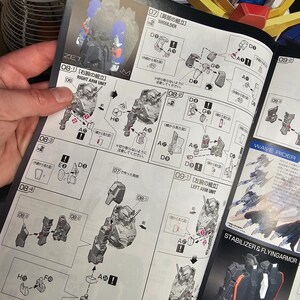 May include: Open instruction manual for a ZET Gundam model kit, featuring detailed diagrams for assembling the arm unit and shoulder components. The manual includes Japanese text and illustrations of the model's parts.