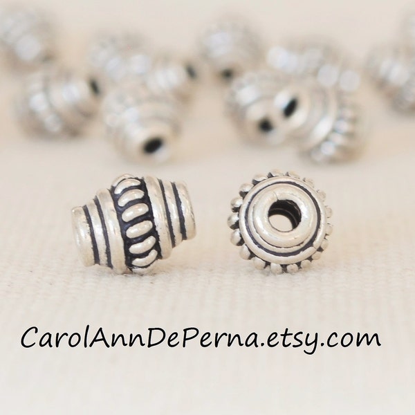 Perles en argent sterling 925 8 mm L x 6,75 mm de diamètre QUANTITÉ : 3 perles STYLE DISCONTINUÉ Perles en argent sterling 925 de Bali