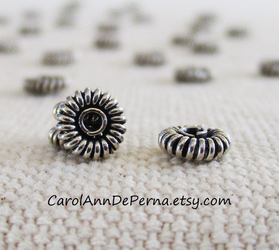 sterling silver 3mm corrugated spacers fluted rondelle beads Pack of 250