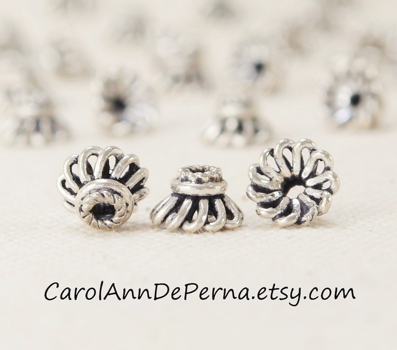 925 Sterling Silver Bead Caps 4.25 Mm L X 7 Mm Diameter YOU SELECT 4 40 Quantity, 925 Bali