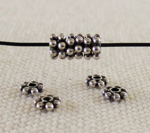 100 Pieces 925 Sterling Silver Handcrafted Bali Daisy Spacer Bead 3mm free ship