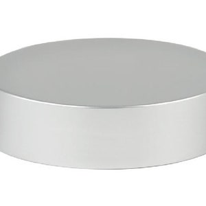 May include: A silver round bottle cap with a smooth surface.