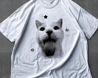 Chemise Blehh Meme Silly Cats, Tshirt drôle de chat de l'an 2000, chemise graphique grunge drôle vintage des années 90 déséquilibrée pour chaton, chemises de chat qui vont dur