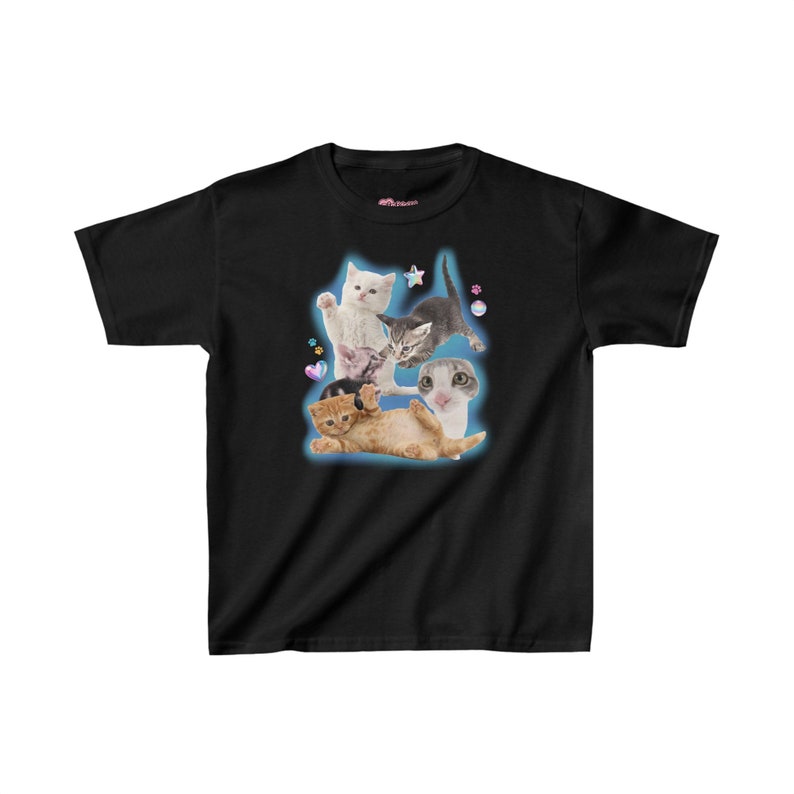 T-shirt bébé chat stupide de l'an 2000 T-shirt esthétique mème chat des années 90, t-shirt bébé chaton de l'an 2000, chemise chats tendance, t-shirt bébé chat drôle Y2K centre-ville haut fille image 9