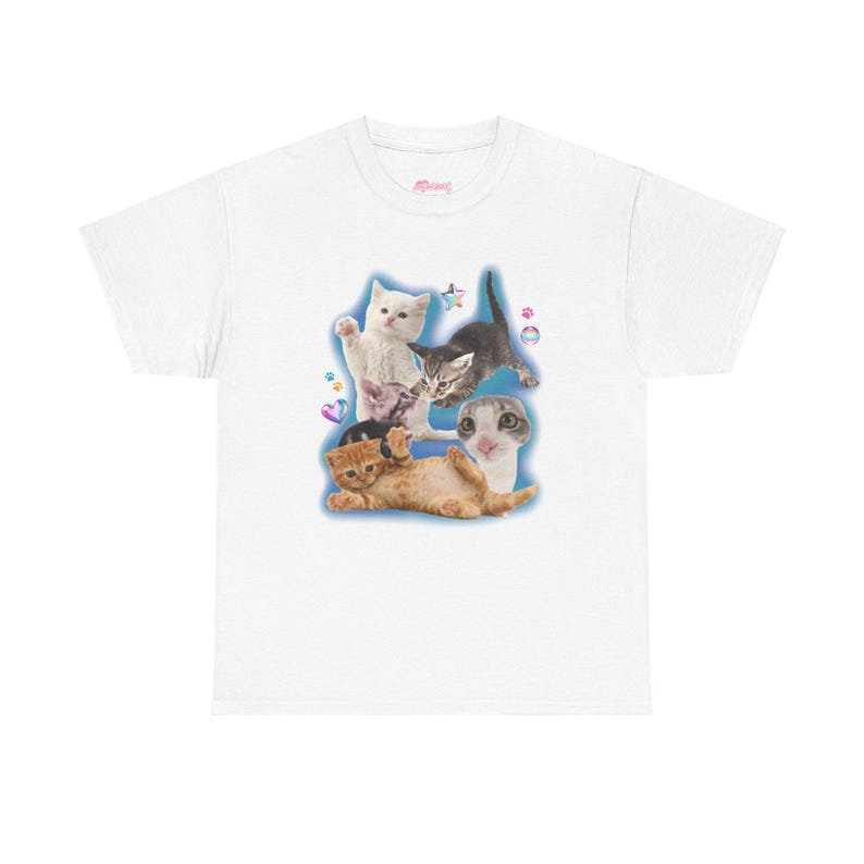 Y2K Silly Cat Shirt Tee 90s Aesthetic Cat Meme TShirt, Trashy Y2K Kitten Tee, Cats Shirt Trendy, Funny Cat Kitten Tee Y2K Downtown Girl Top White