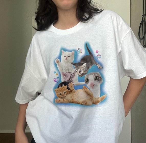 Y2K Silly Cat Shirt Tee 90s Aesthetic Cat Meme TShirt, Trashy Y2K Kitten Tee, Cats Shirt Trendy, Funny Cat Kitten Tee Y2K Downtown Girl Top