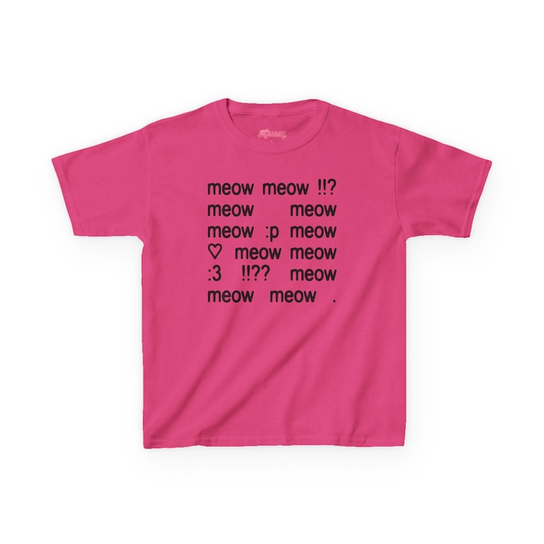 Meow Y2K Baby Tee, 2000s Emoticon :3 Tee, Silly Text Coquette Kitten Cute Trendy Shirt, Y2K Kawaii Top McBling Aesthetic, 2000s Retro TShirt Heliconia