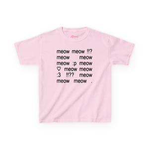 Meow Y2K Baby Tee, 2000s Emoticon :3 Tee, Silly Text Coquette Kitten Cute Trendy Shirt, Y2K Kawaii Top McBling Aesthetic, 2000s Retro TShirt Light Pink