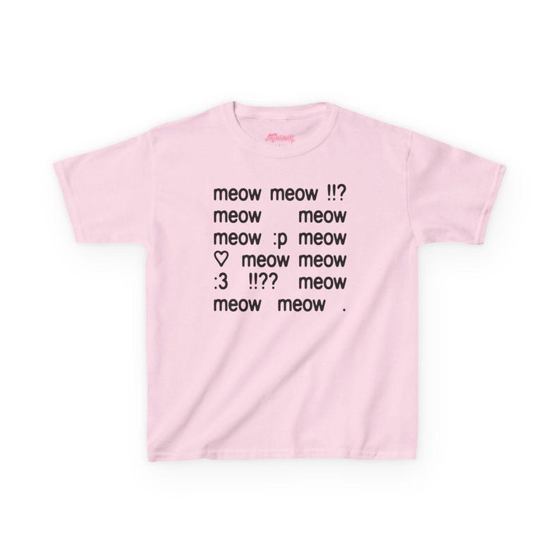 Meow Y2K Baby Tee, 2000s Emoticon :3 Tee, Silly Text Coquette Kitten Cute Trendy Shirt, Y2K Kawaii Top McBling Aesthetic, 2000s Retro TShirt Light Pink