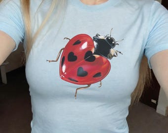 Custom Toddler T-Shirt 2 Black And Red Ladybugs Cotton Boy And Girl Clothes Funny Graphic Tee Lavender Design Only 5 6T