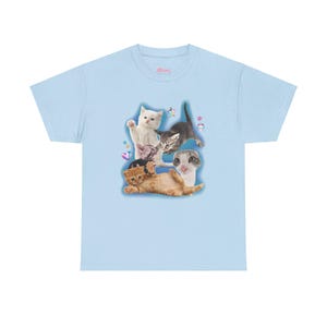 Y2K Silly Cat Shirt Tee 90s Aesthetic Cat Meme TShirt, Trashy Y2K Kitten Tee, Cats Shirt Trendy, Funny Cat Kitten Tee Y2K Downtown Girl Top Light Blue