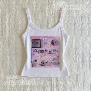 Adorable débardeur kawaii seals de l'an 2000, camisole cachemire coquette pastel rétro heisei, chemise à fines bretelles niko yo chan silly seal, phoques du Groenland harajuku