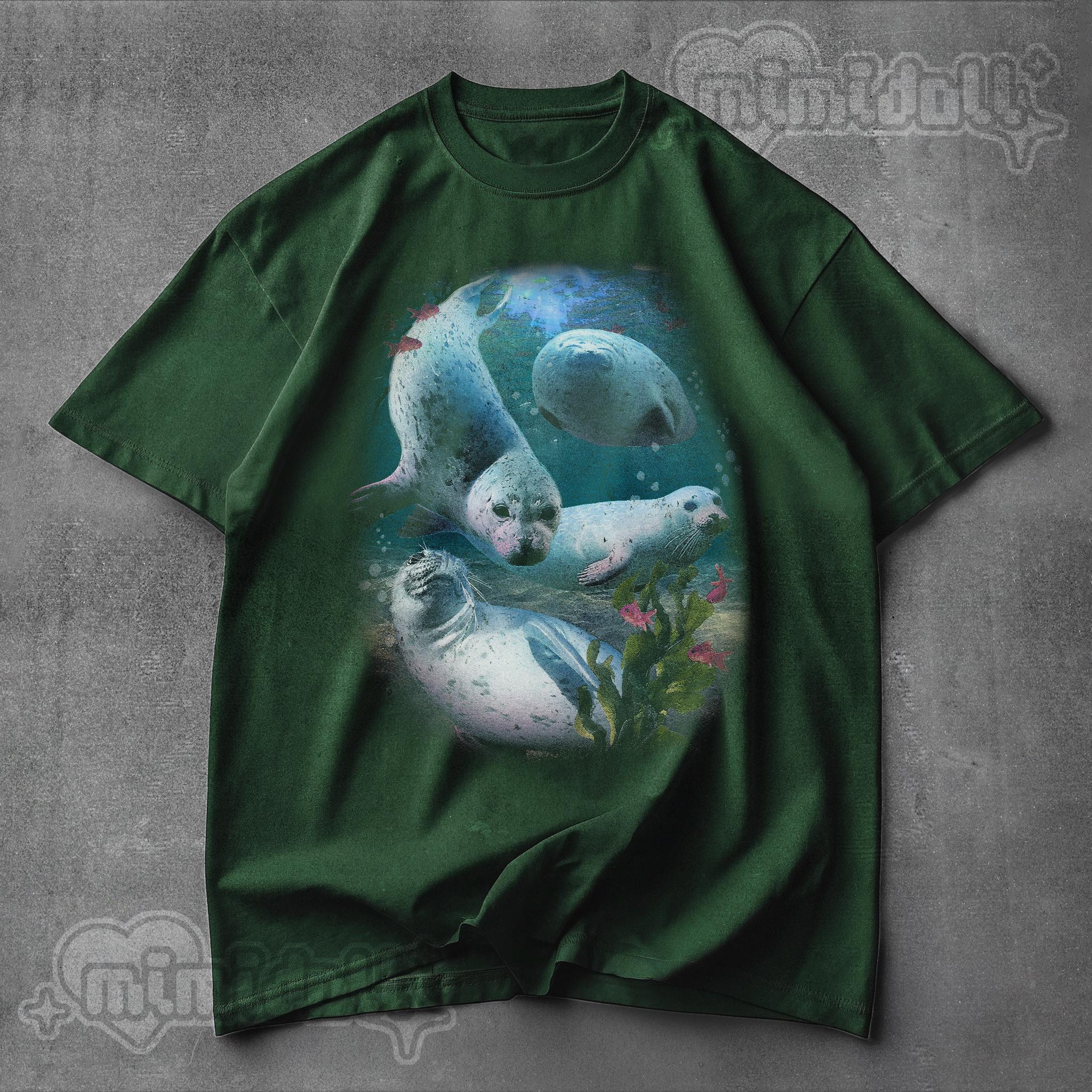 おかしなアザラシのヴィンテージグラフィックTシャツ、90年代の 