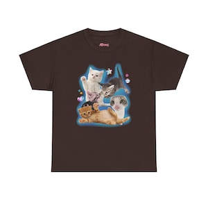 Y2K Silly Cat Shirt Tee 90s Aesthetic Cat Meme TShirt, Trashy Y2K Kitten Tee, Cats Shirt Trendy, Funny Cat Kitten Tee Y2K Downtown Girl Top Dark Chocolate