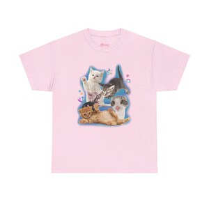 Y2K Silly Cat Shirt Tee 90s Aesthetic Cat Meme TShirt, Trashy Y2K Kitten Tee, Cats Shirt Trendy, Funny Cat Kitten Tee Y2K Downtown Girl Top Light Pink