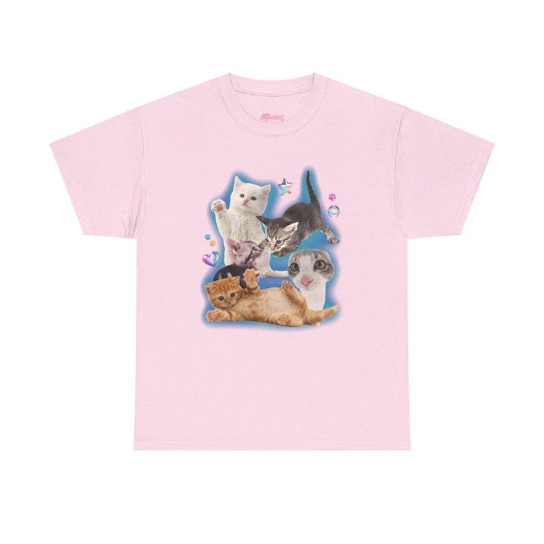 Y2K Silly Cat Shirt Tee 90s Aesthetic Cat Meme TShirt, Trashy Y2K Kitten Tee, Cats Shirt Trendy, Funny Cat Kitten Tee Y2K Downtown Girl Top Light Pink