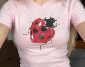Custom Toddler T-Shirt 2 Black And Red Ladybugs Cotton Boy And Girl Clothes Funny Graphic Tee Lavender Design Only 5 6T