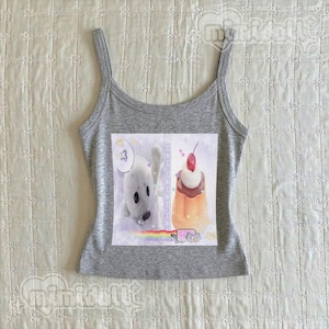cute y2k kawaii seals tank top, heisei retro pastel coquette seal tee, y2k harp silly seal spaghetti strap shirt, harajuku yume kawaii tee Athletic Heather