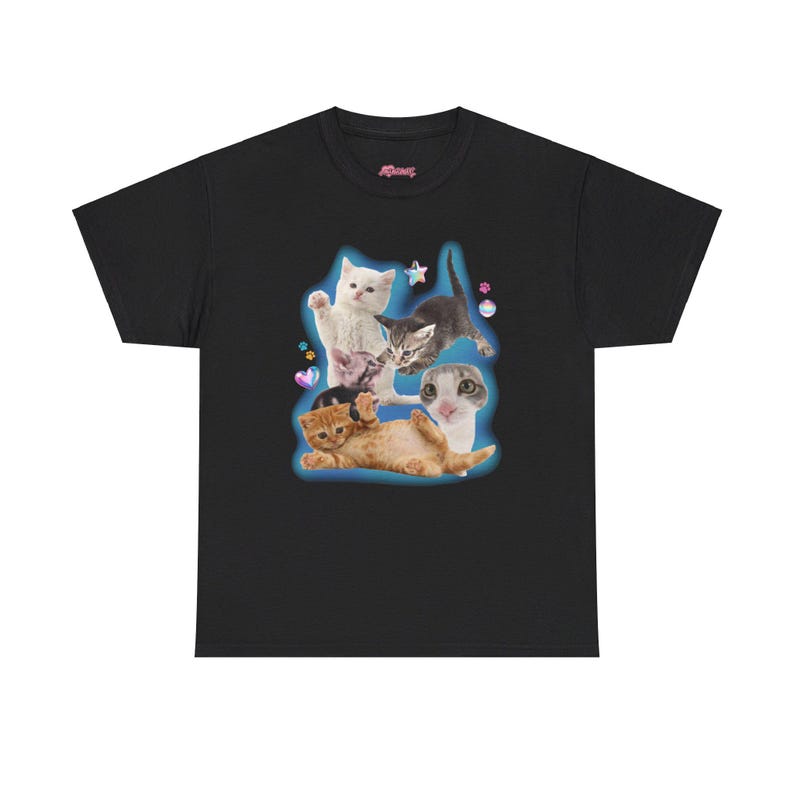 Y2K Silly Cat Shirt Tee 90s Aesthetic Cat Meme TShirt, Trashy Y2K Kitten Tee, Cats Shirt Trendy, Funny Cat Kitten Tee Y2K Downtown Girl Top Black