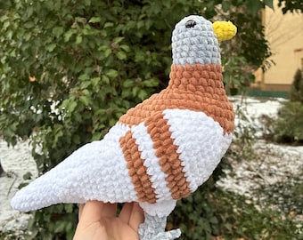 Kazik die braune Taube gehäkelt Amigurumi Plüschtier PDF digitale Anleitung