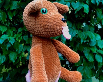 Amigurumi Häkelhund Hund Plushie PDF Häkelanleitung - Tier mit herausgestreckter Zunge