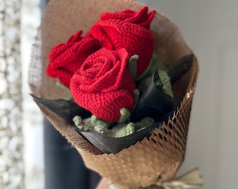 Bouquet de Roses au crochet fait main