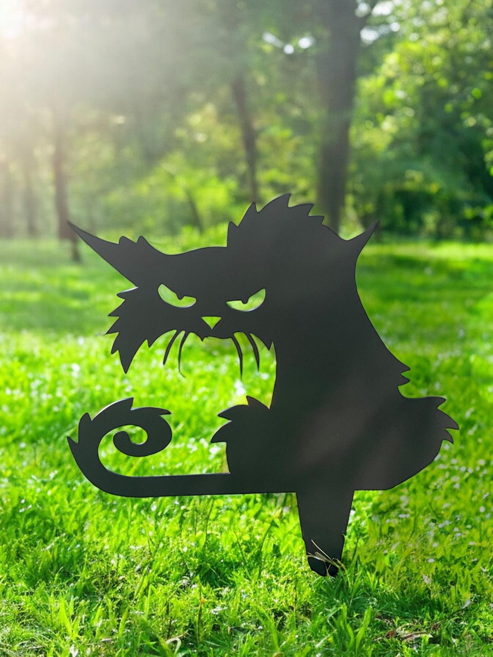 Spooky Cat Stakes Black Cat Yard Decoration Halloween Yard Stake