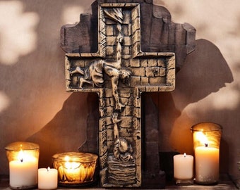 Wall Cross Wooden Crucifix Religious Wood Carving Catholic Cross Religious Wall Art Christian Home Decor Carved Wooden Crucifix Catholic Art