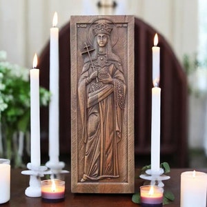 Saint Helena Icon St. Helen Equal of the Apostles Christian Wood Icon St. Helen Religious Gift Icon of Saint Helena Religious Wooden Icon