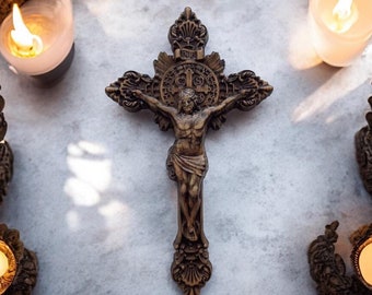 Carved Wooden Catholic Crucifix Jesus Christ Wooden Cross Wooden Original Crucifix Natural Wood Carved Cross Wall Cross Wooden Crucifix Gift