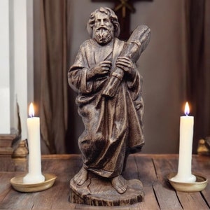 Saint Joseph Wooden Statue St. Joseph Wood Statue Religious Statue Saint Father Joseph Wooden Carved Statue Christian Sculpture Byzantine