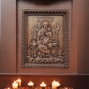 The Mother of God is the Empress Virgin Mary Our Lady Wood Carved Religious Catholic Home Decor Gift Christian Icon Religious Wall Hanging