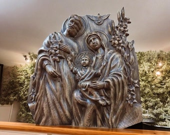 Holy Family Joseph Mary Jesus Religious Holiday Gift Holy Family Figurine Wooden Table Top Decor Religious Decorations Virgin Mary St Joseph