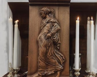 Reproducciones de museos Figura decorativa Estatua de madera tallada de Gradiva Esculturas de jardín de la Antigua Grecia Reproducciones de arte griego Escultura en relieve