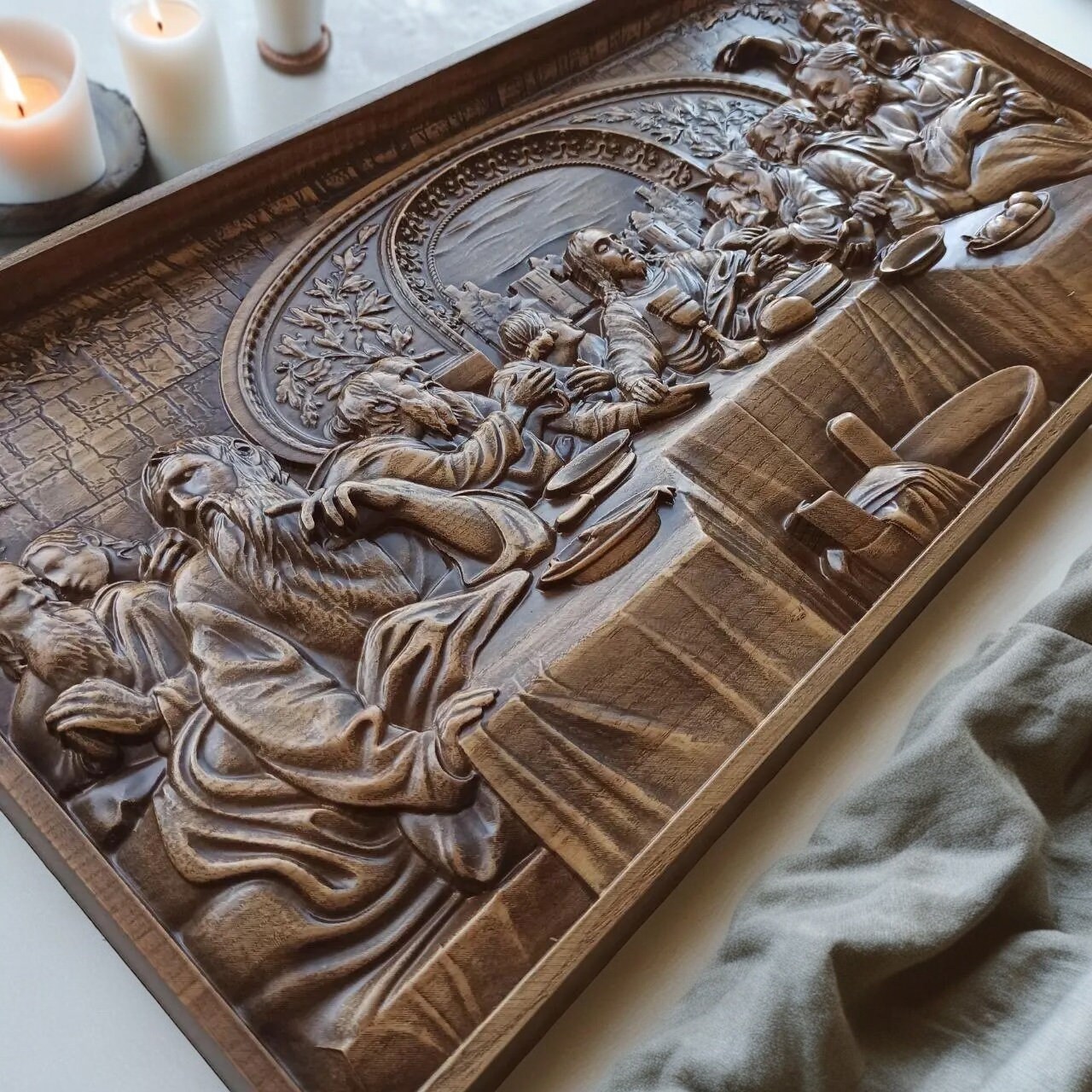 Last Supper Religious Carved Wall Art Wood Carvings Religious Gifts ...
