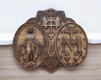 Our Lady of Lourdes Virgin Mary Wooden Wall Plaque Christian Christmas Gift Religious Home Decor House Warming Gift Our Lady Wood Wall Art