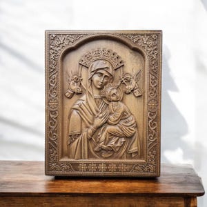Virgin Mary Dormition Byzantine Icon Greek Orthodox Icons Religious Gift Mount Athos Icon Our Lady of Perpetual Help Picture Holy Wood Icon