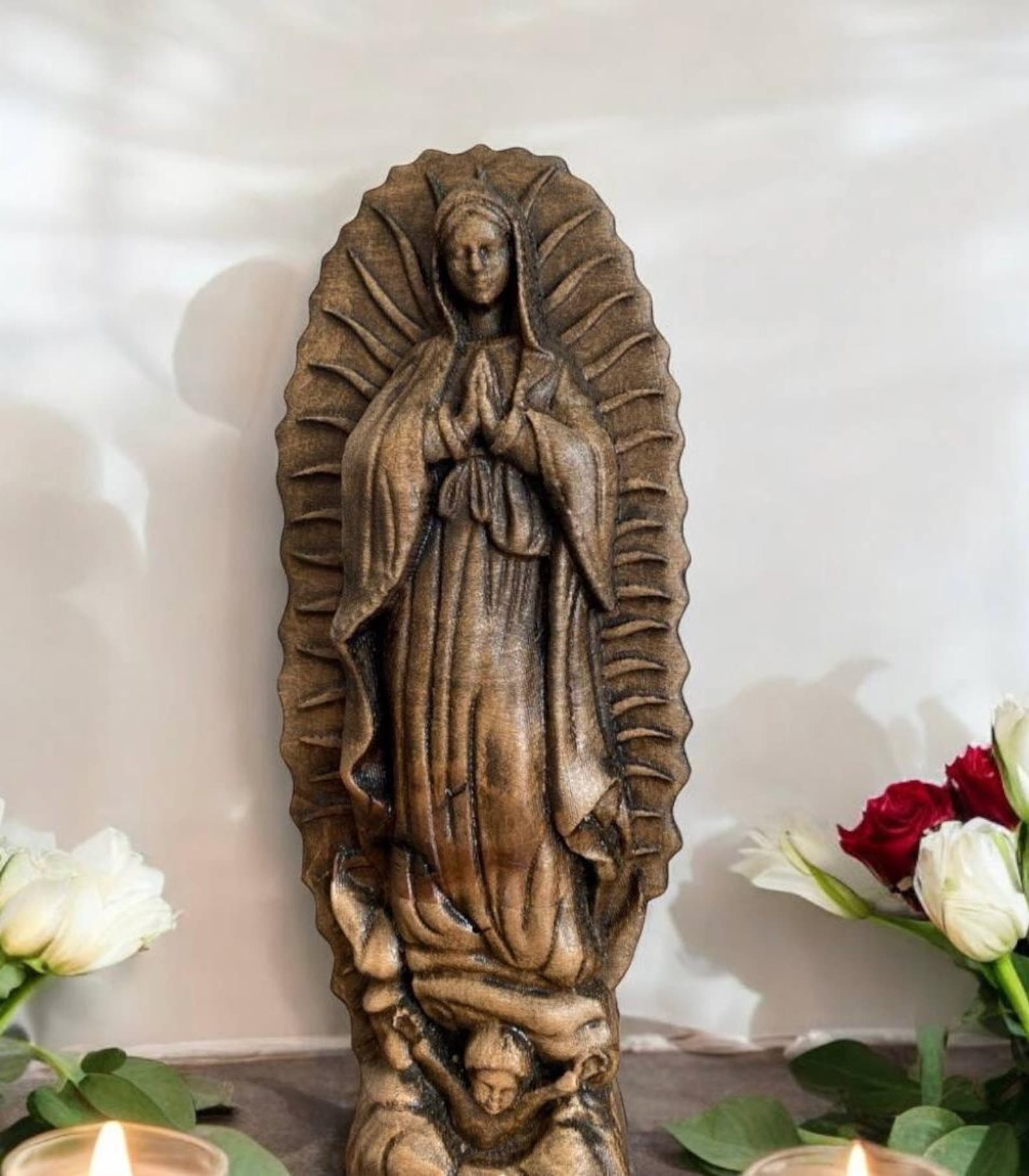 Virgin Mary De Guadalupe Our Lady of Guadalupe Wood Carved Religious ...