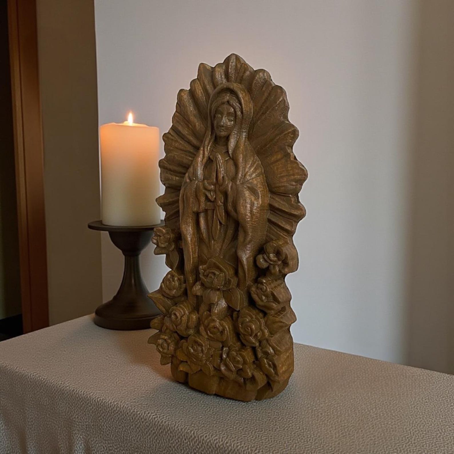 Our Lady of Lourdes Catholic Statue Wooden Virgin Mary Statue Virgin of ...