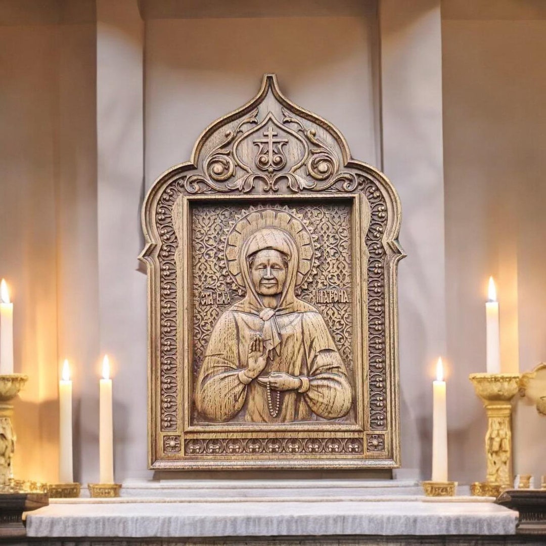 Saint Matrona Wood Icon Matrona Blessed Eldress of Moscow Christian ...