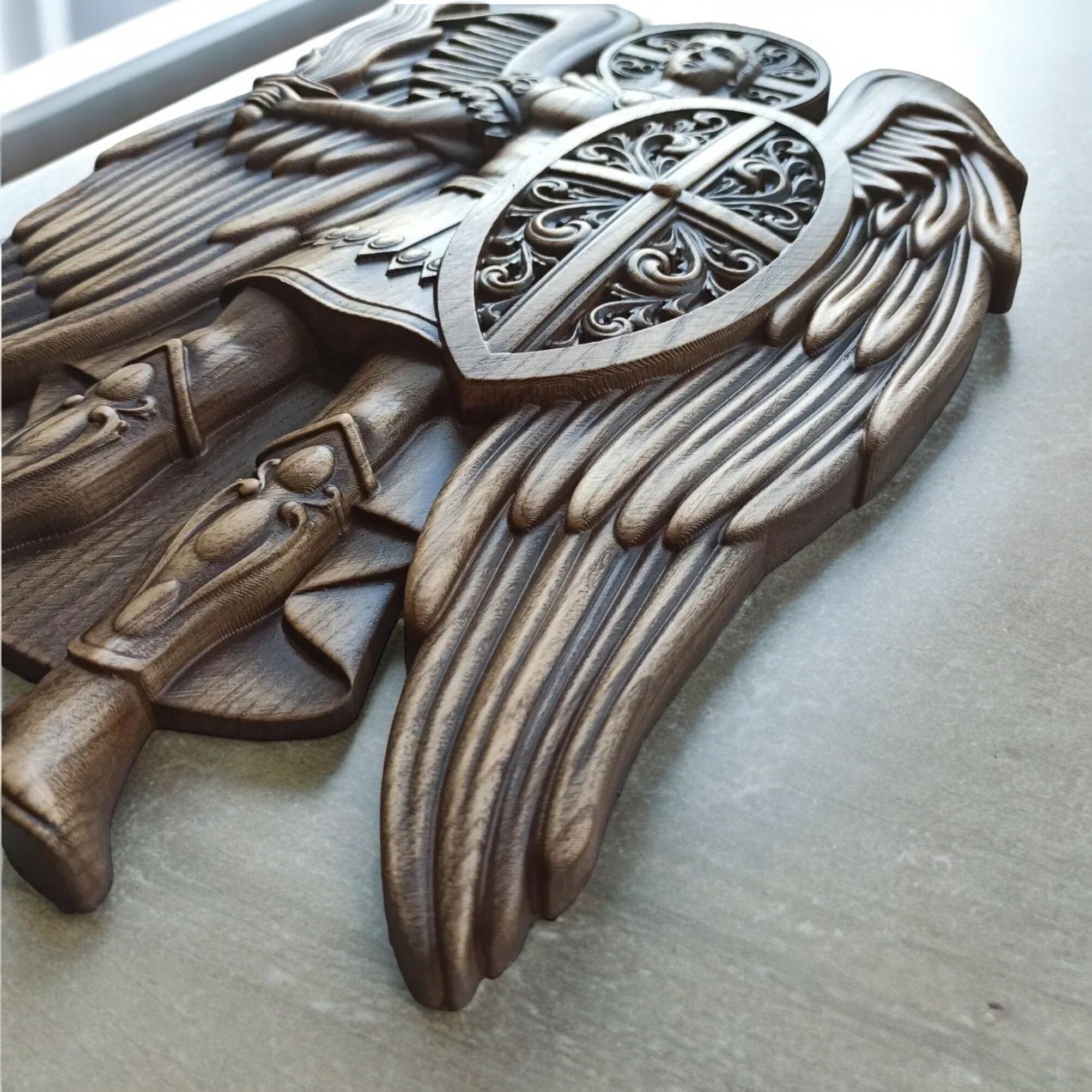 Archangel Michael Wall Plaque St Michael Wooden Statue Wood Carvings ...