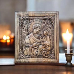 Icon Our Lady of Tikhvin Virgin Mary Icon Orthodox Hand Carved Icon Mother Of God Orthodox Icon Of Theotokos Christian Icons Byzantine Icons