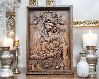 Virgin Mary and Jesus Christ Orthodox Icon Mother of Humility Orthodox Rare Icon Wall Icon Blessed Our Lady Loving Wooden Icon Virgin Mary