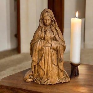 Madonna Virgin Mary Statue Virgin Mary Sculpture Madonna Wood Religious Statue Virgin Mary Mother Of Jeasus Madonna Praying Our Lady Figure