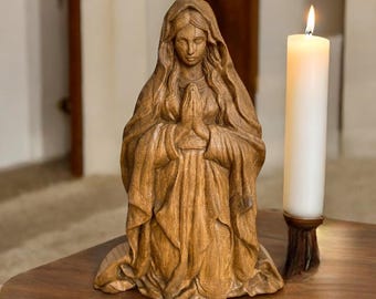 Madonna Virgin Mary Statue Virgin Mary Sculpture Madonna Wood Religious Statue Virgin Mary Mother Of Jeasus Madonna Praying Our Lady Figure