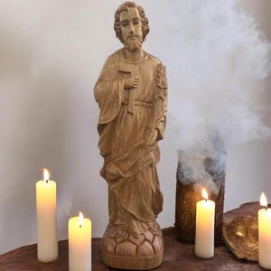 St. Joseph Statue Religious Art St. Joseph Patron Saint of Workers Wood Carvings Catholic Art Saint Father Jesus Joseph Statue Joseph Altar