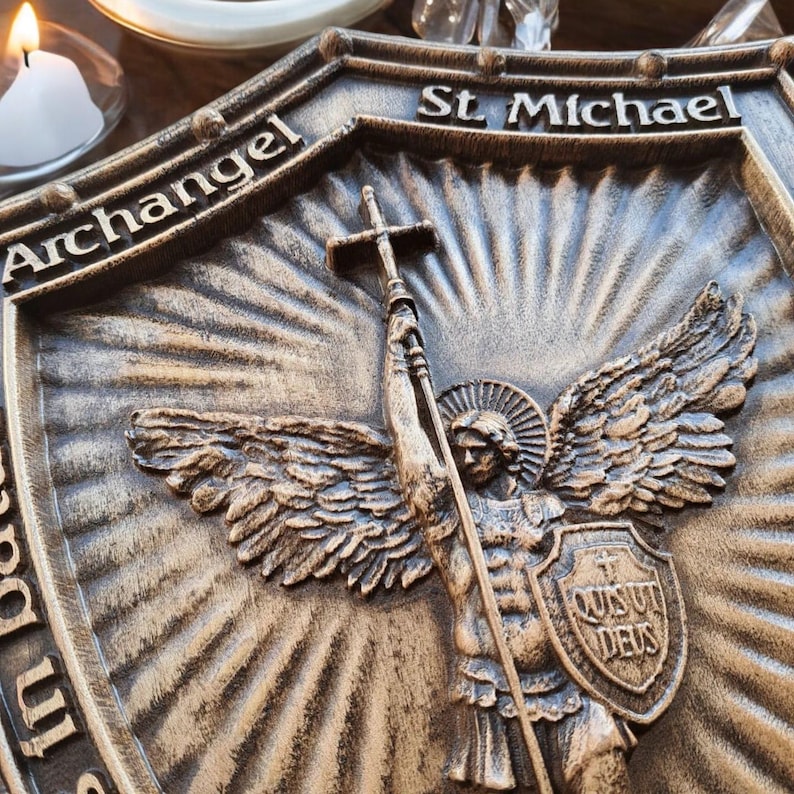Holy Sword and Shield Archangel Michael Wall Plaque Natural of Wood ...